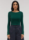 Rib Long Sleeve Top - Dark Green
