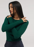 Rib Long Sleeve Top - Dark Green
