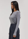 Rib Long Sleeve Top - Light Grey
