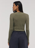 Rib Long Sleeve Top - Khaki
