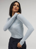 Rib Long Sleeve Top - Pale Blue