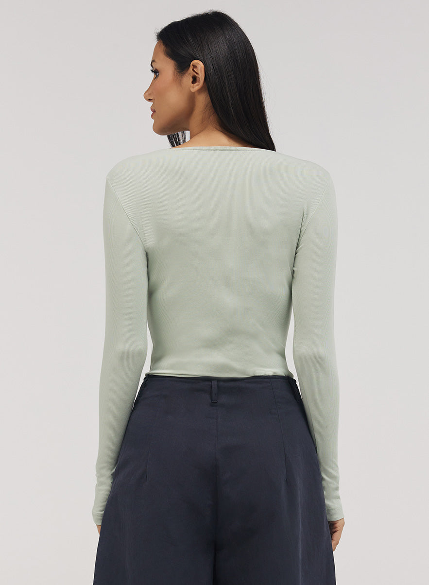 Rib Long Sleeve Top - Baby Green
