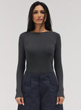 Rib Long Sleeve Top - Dark Grey
