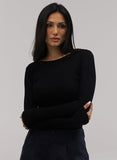 Rib Long Sleeve Top - Black
