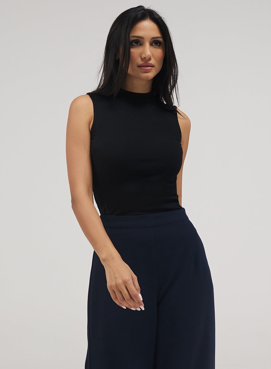 Rib Skinny Top - Black

