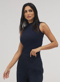 Rib Skinny Top - Navy Blue
