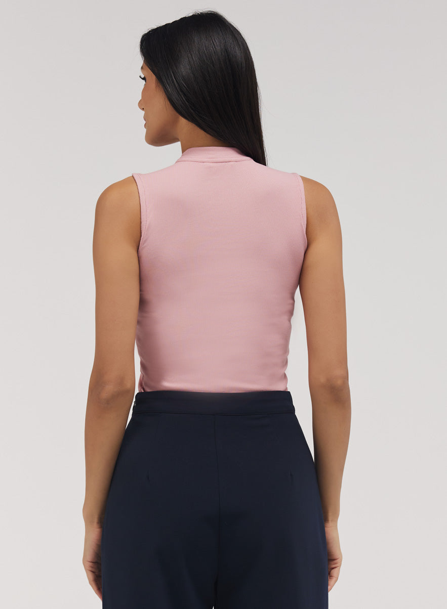 Rib Skinny Top - Salmon Pink