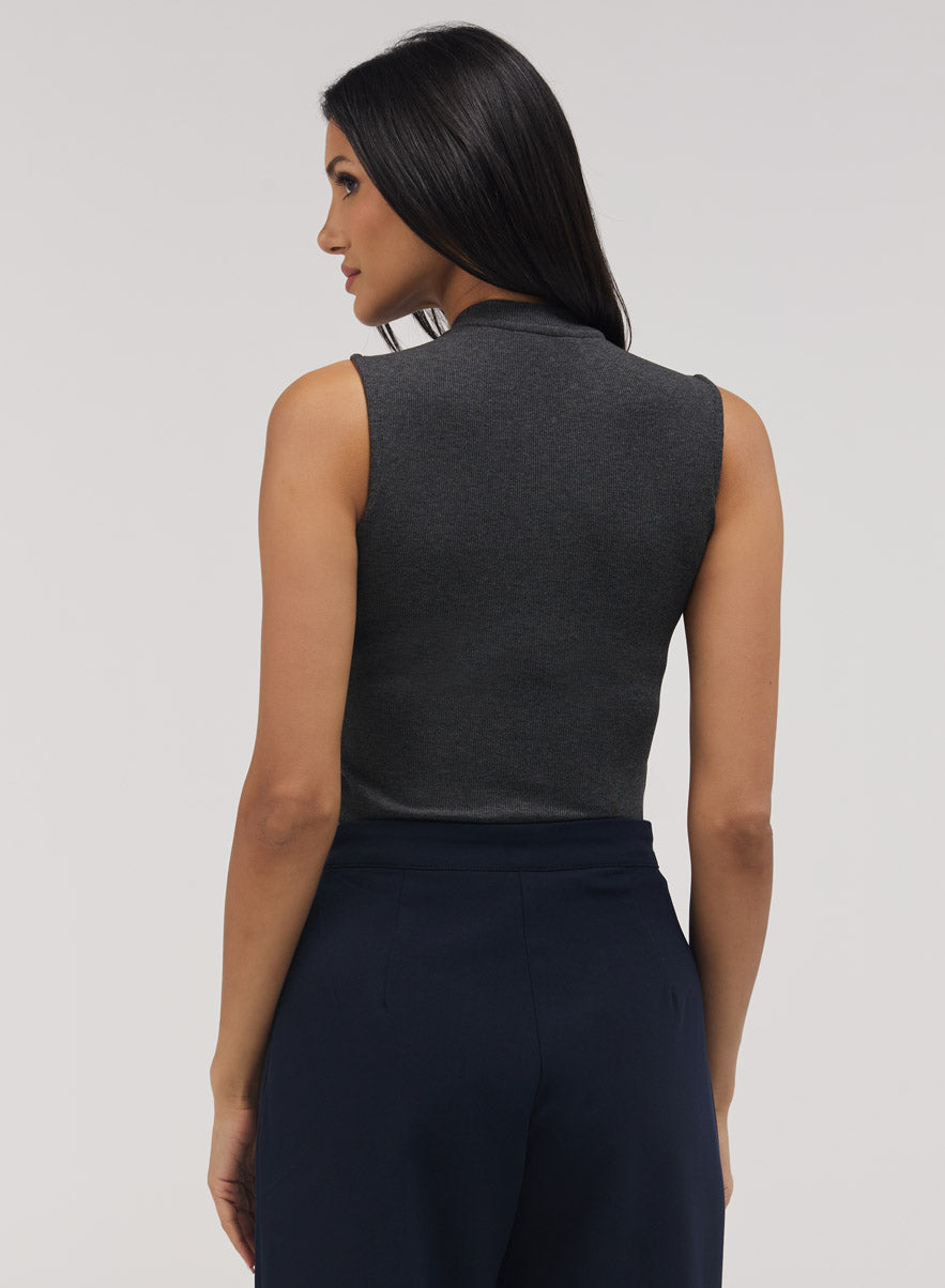 Rib Skinny Top - Dark Grey
