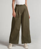 Flared Comfy Side Pocket Green Pant