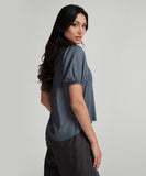 Raglan Sleeve Pintucked Puffed Sleeve Top