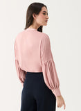 Pintucked Lantern Long Sleeve Top