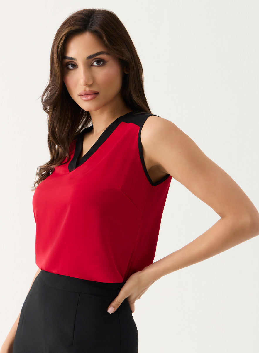 White Sleeveless Plain Chiffon Top