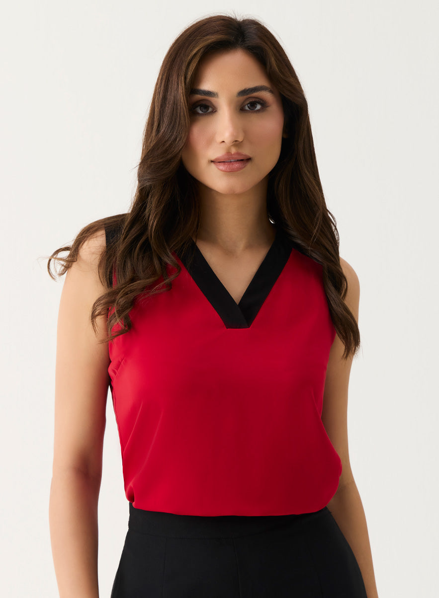 White Sleeveless Plain Chiffon Top