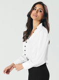 Long Sleeve Cuff Detailed Satin Top