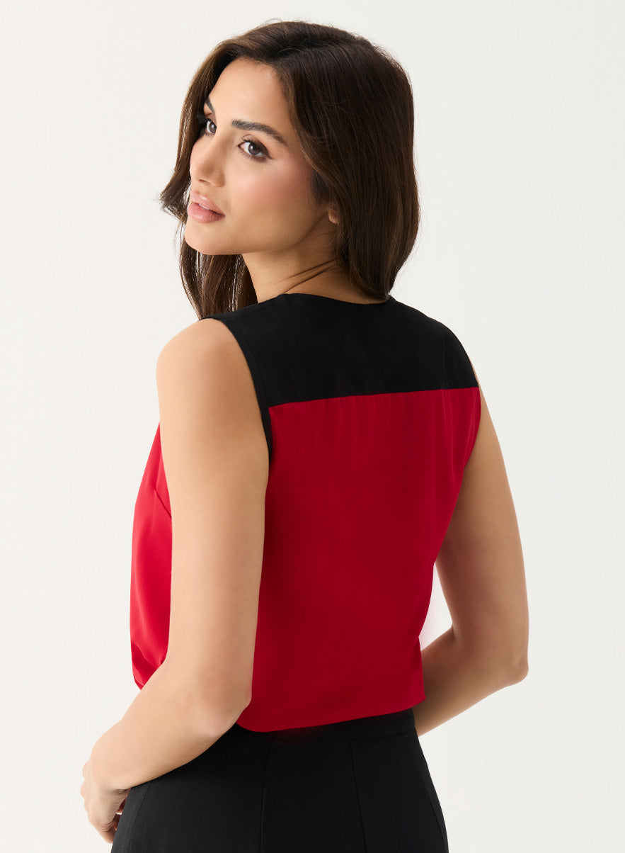 White Sleeveless Plain Chiffon Top