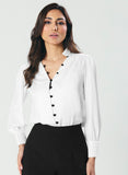 Long Sleeve Cuff Detailed Satin Top