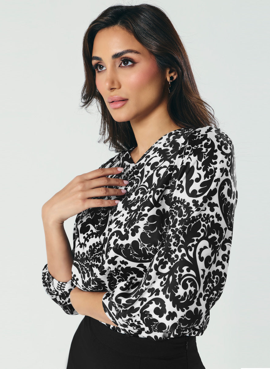 Front Neck Pleated Stylish Casual Top