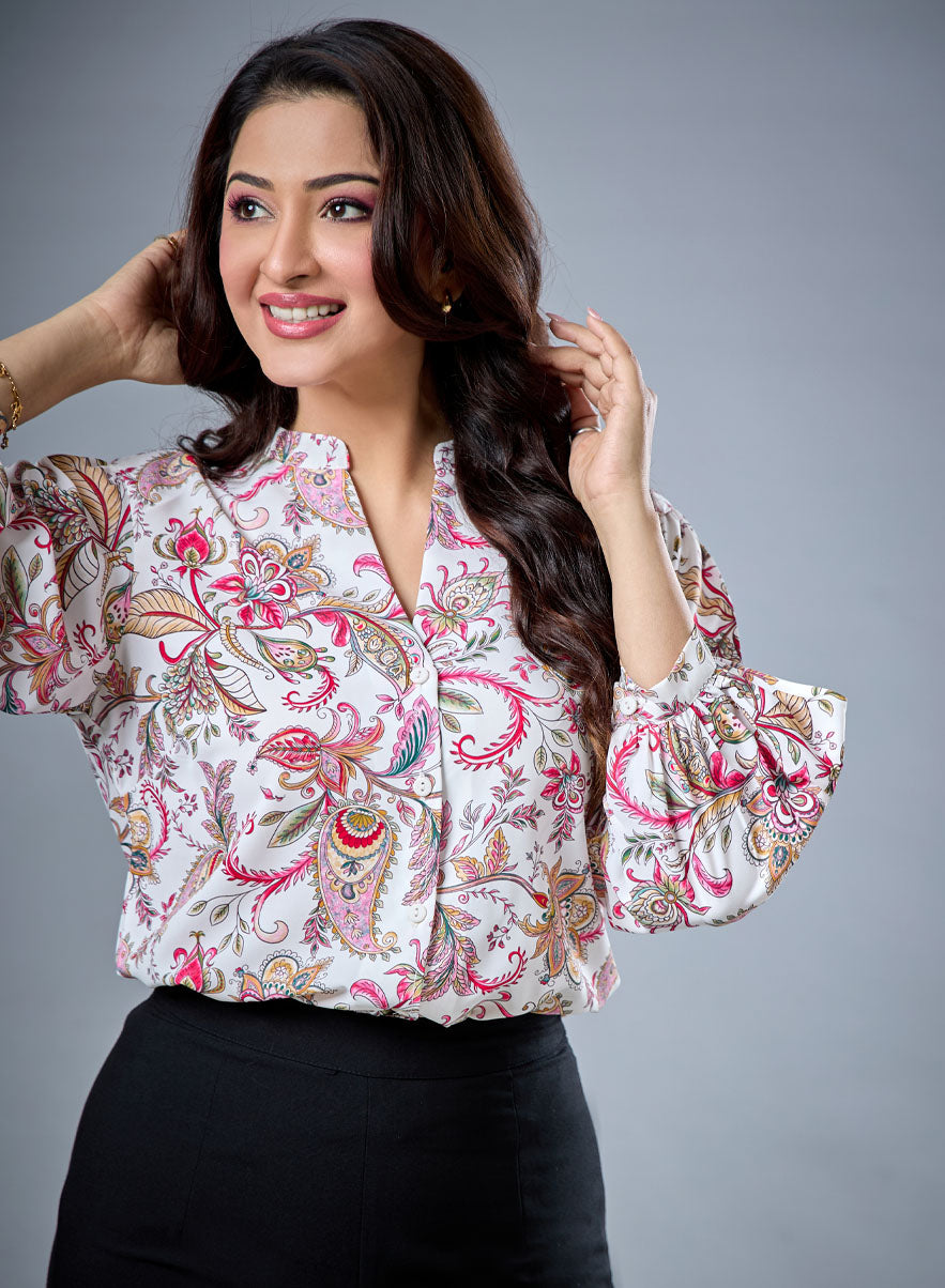 Paisley Printed Long Sleeve Top