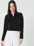 Cuff Detailed Elegant Black Satin Shirt