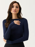 Long Sleeve Ponte Top - Navy Bue