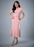 Fish Tail Short Sleeve Collar Dress