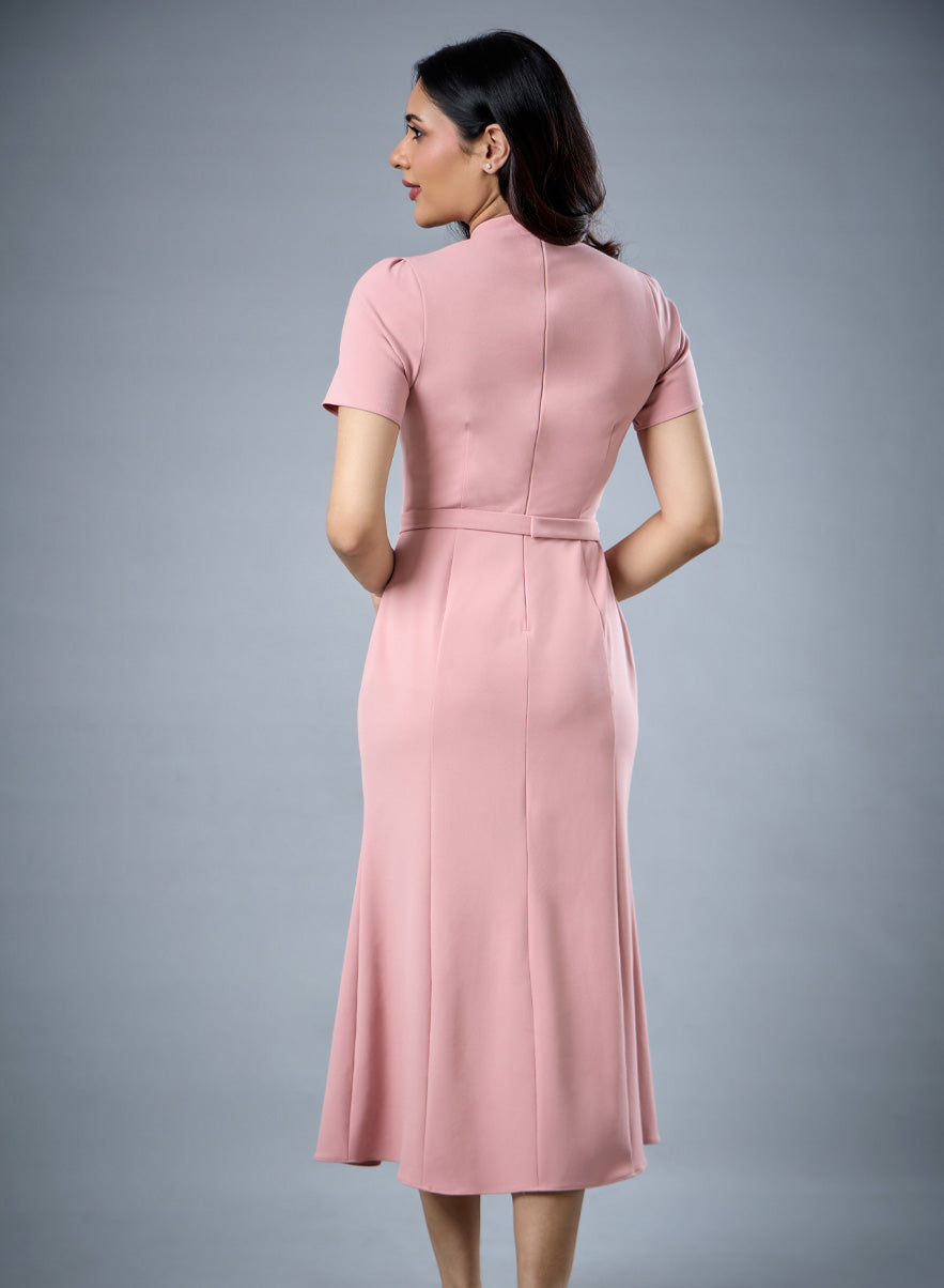 Fish Tail Short Sleeve Collar Dress
