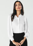 Long Sleeve Satin White Shirt