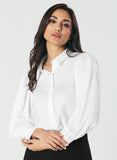 Long Sleeve Satin White Shirt