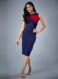 Wavy Contrast Bodycon Navy Dress