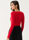 Long Sleeve Ponte Top - RED