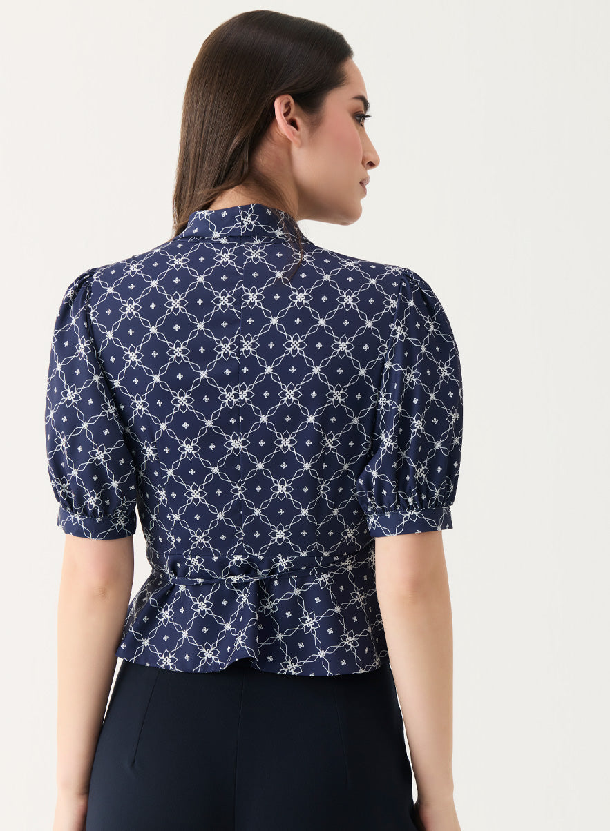 V Neck Crop Peplum Top