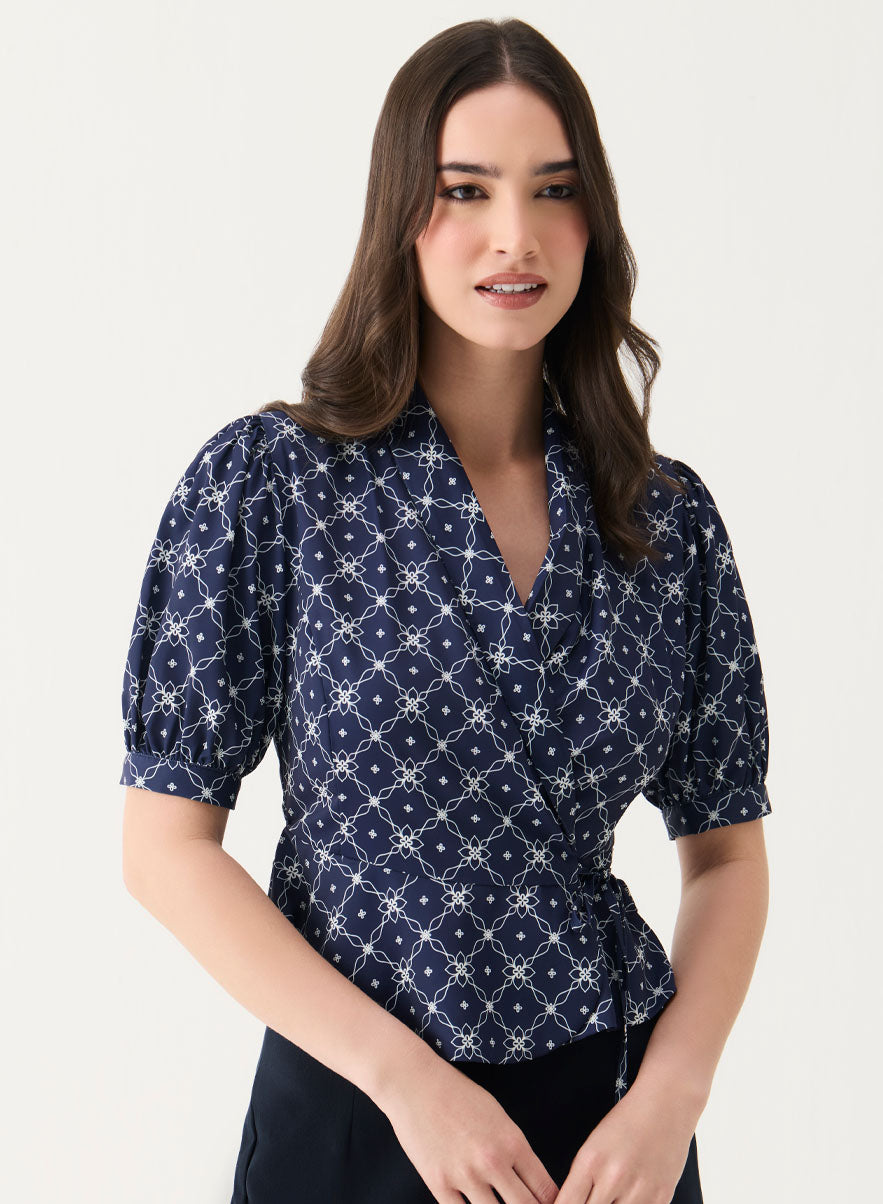 V Neck Crop Peplum Top