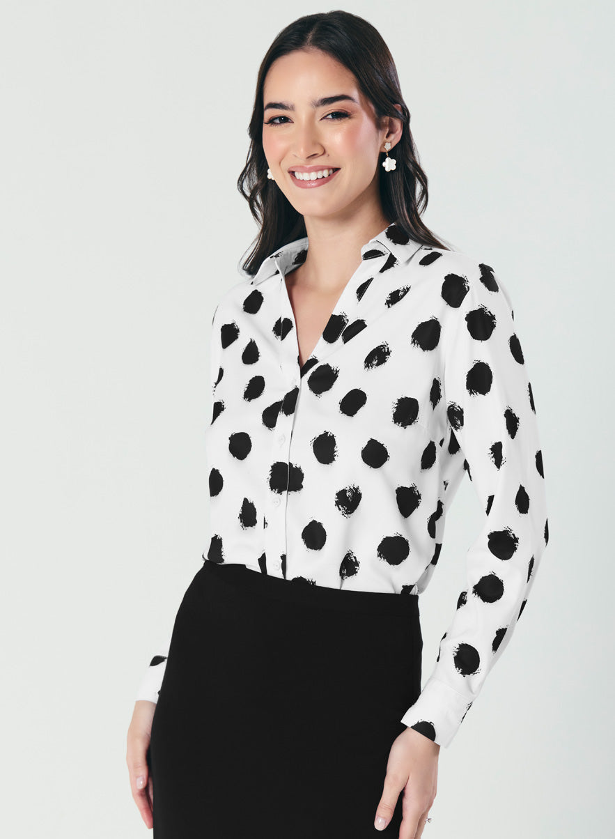 Deep V Neck Printed Chiffon Top