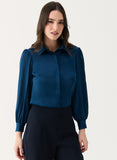 Long Sleeve Collared Teal-Blue Shirt