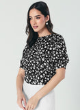 Short Sleeve Black White Printed Top