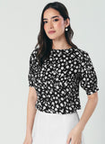 Short Sleeve Black White Printed Top