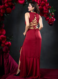 Back Cord Detail Satin Maxi Dress