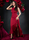 Back Cord Detail Satin Maxi Dress