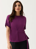 Baggy Sleeve Satin Top with Buckle