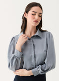 Long Sleeve Collared Gray Shirt