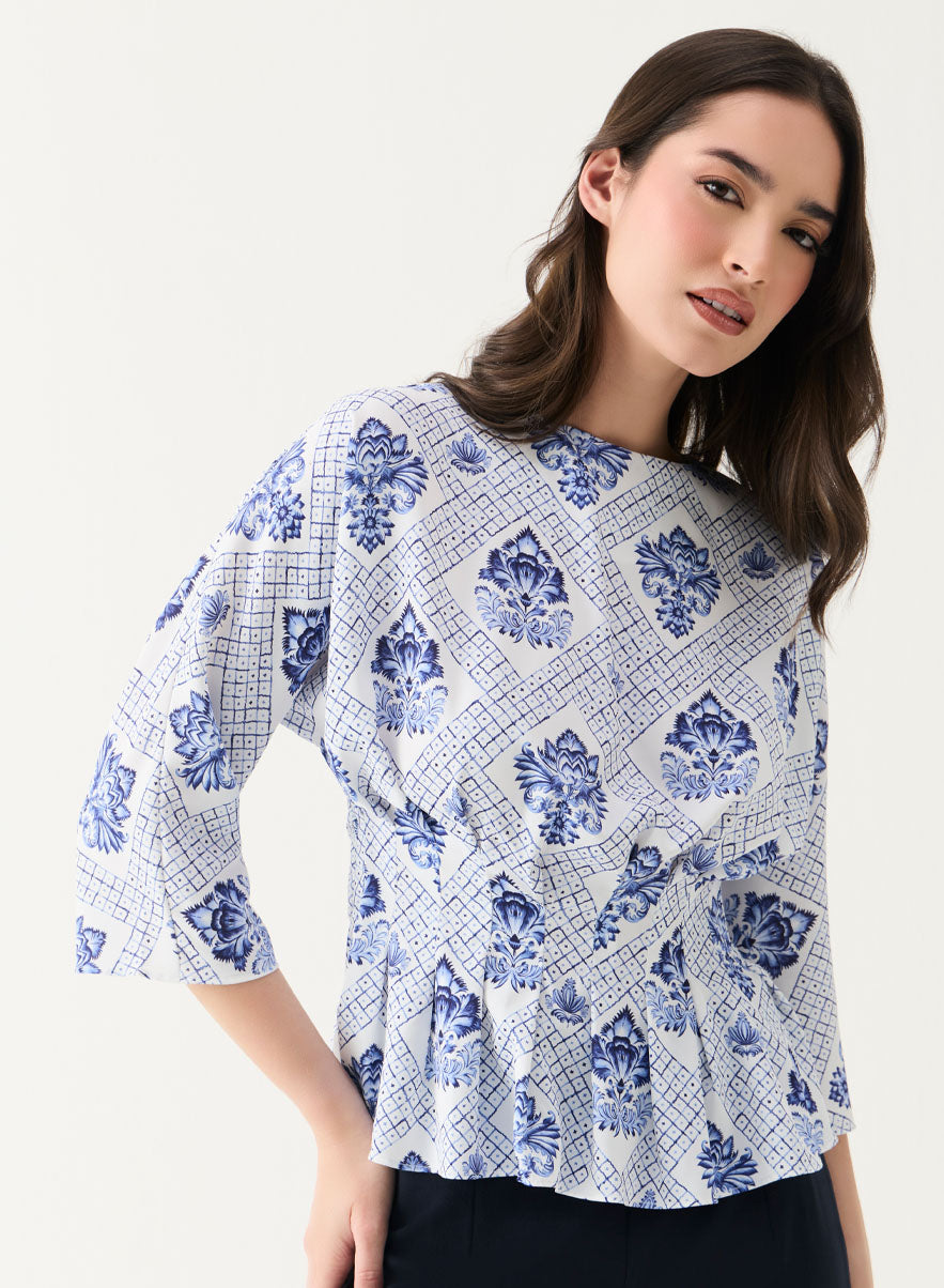 Half Sleeve Printed Peplum Top
