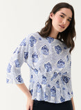 Half Sleeve Printed Peplum Top