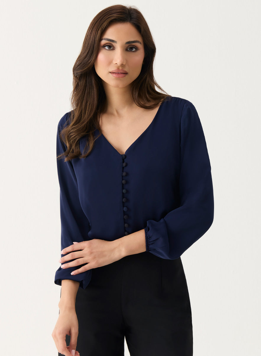 Front Buttoned Chiffon Top