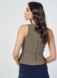 Line Detailed Peplum Brown Top
