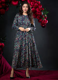 Long Sleeve Round Neck Floral Dress