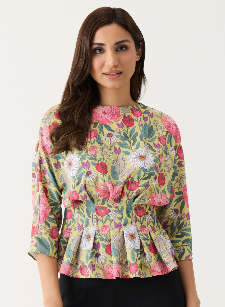 Pleated Peplum Crop Top