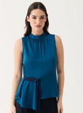 Sleeveless D-Ring Belt Teal-Blue Top