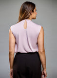 Sleeveless Pleated Shoulder Rosegold Top