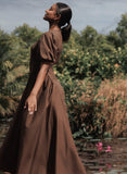 Brown Princess Line Cotton Dress