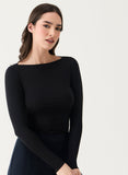 Long Sleeve Ponte Top - Black